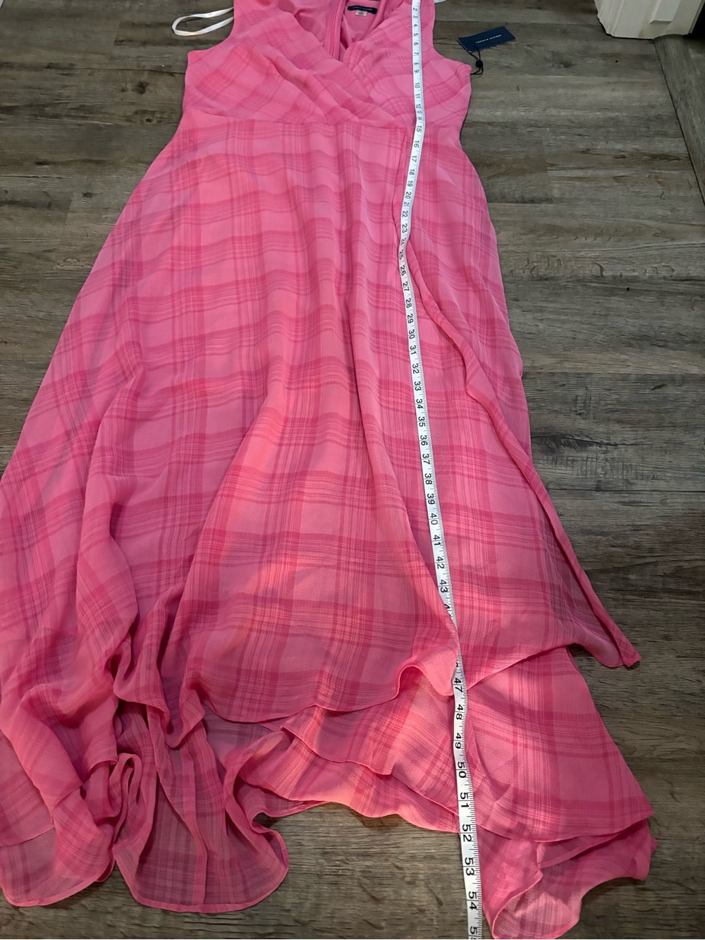 Tommy Hilfiger Pink Plaid High-Low Maxi Dress - Picture 10 of 13